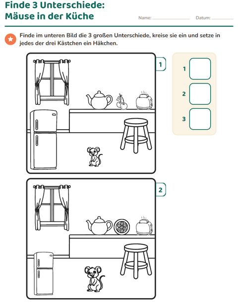 Vorschau: Fehlersuchbilder-Arbeitsblatt für Kindergarten