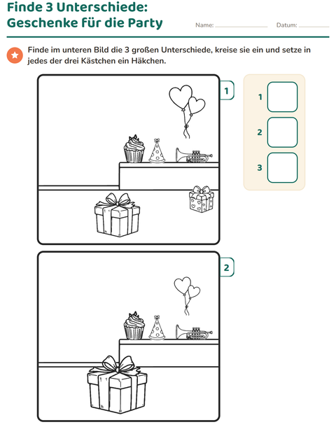 Vorschau: Fehlersuchbilder-Arbeitsblatt für Kindergarten