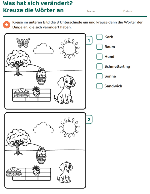 Vorschau: Fehlersuchbilder-Arbeitsblatt für 1. Klasse