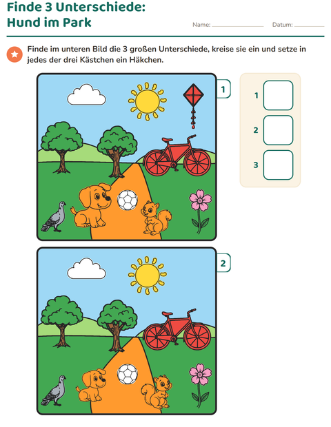 Vorschau: Fehlersuchbilder-Arbeitsblatt für Kindergarten