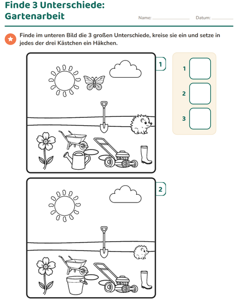 Vorschau: Fehlersuchbilder-Arbeitsblatt für Kindergarten