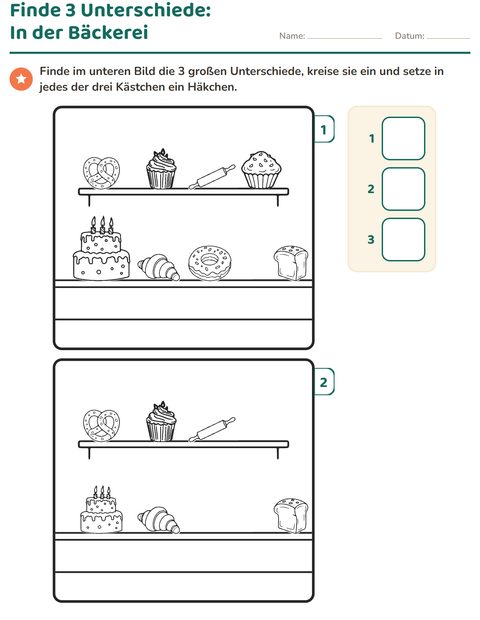 Vorschau: Fehlersuchbilder-Arbeitsblatt für Kindergarten