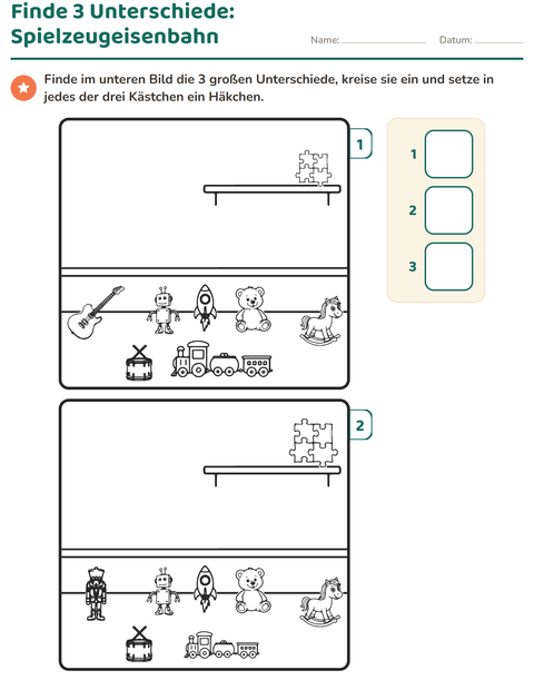 Vorschau: Fehlersuchbilder-Arbeitsblatt für Kindergarten