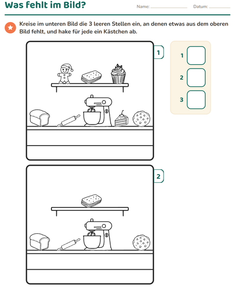 Vorschau: Fehlersuchbilder-Arbeitsblatt für Kindergarten