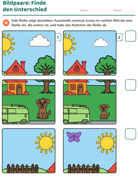 Vorschau: Fehlersuchbilder-Arbeitsblatt für Kindergarten