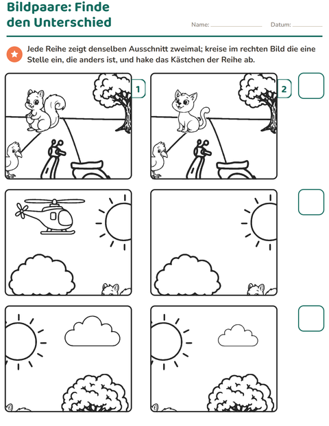 Vorschau: Fehlersuchbilder-Arbeitsblatt für Kindergarten