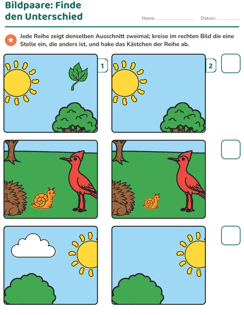 Vorschau: Fehlersuchbilder-Arbeitsblatt für Kindergarten