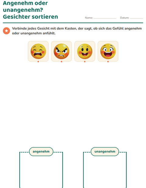 Vorschau: Gefühle erkennen-Arbeitsblatt für Kindergarten