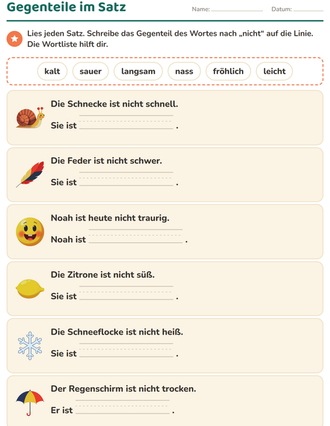 Vorschau: Gegenteile im Satz – das Wort nach „nicht“ ins Gegenteil verwandeln