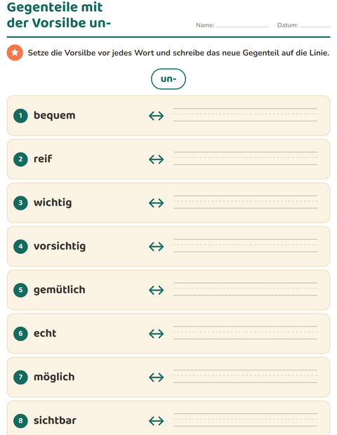 Vorschau: Gegenteile-Arbeitsblatt für 2. Klasse