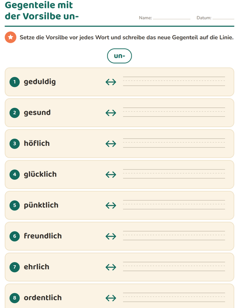 Vorschau: Gegenteile mit der Vorsilbe un- – aus ruhig wird unruhig