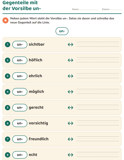Vorschau: Gegenteile-Arbeitsblatt für 2. Klasse