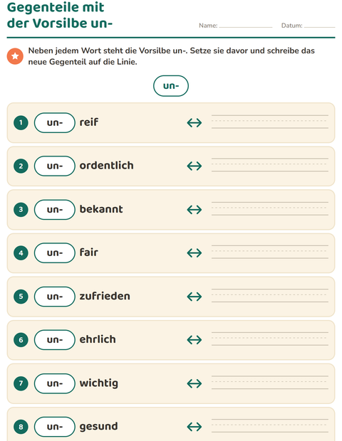 Vorschau: Gegenteile-Arbeitsblatt für 2. Klasse