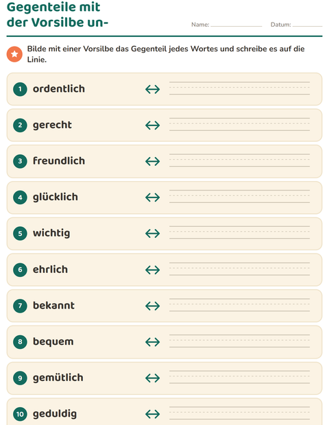 Vorschau: Gegenteile-Arbeitsblatt für 2. Klasse