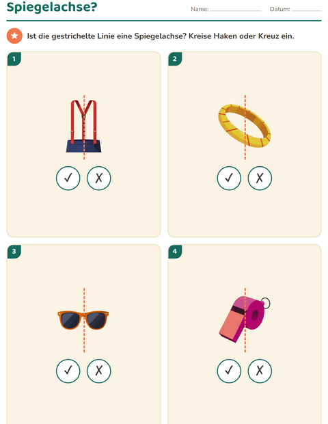 Vorschau: Geometrie-Arbeitsblatt mit Accessoires für 2. Klasse