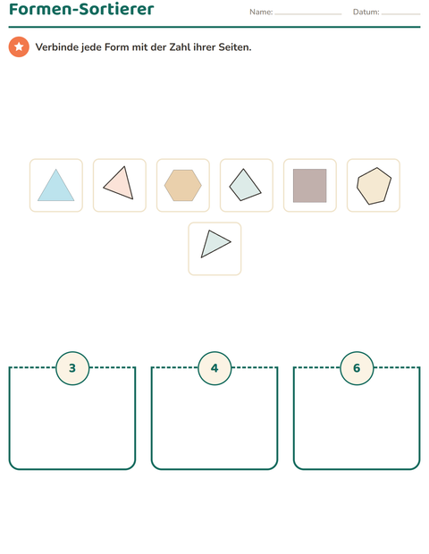 Vorschau: Geometrie-Arbeitsblatt für 2. Klasse