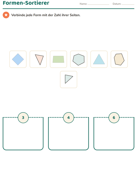 Vorschau: Geometrie-Arbeitsblatt für 2. Klasse