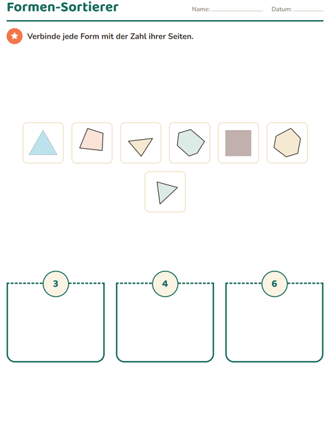 Vorschau: Geometrie-Arbeitsblatt für 2. Klasse