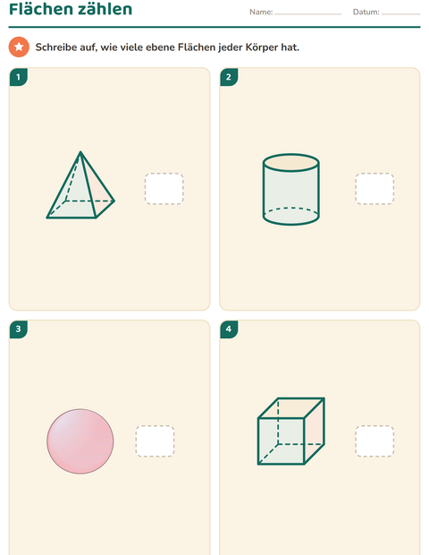 Vorschau: Geometrie-Arbeitsblatt für 2. Klasse