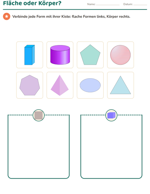 Vorschau: Geometrie-Arbeitsblatt für 2. Klasse