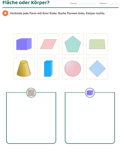 Vorschau: Geometrie-Arbeitsblatt für 2. Klasse