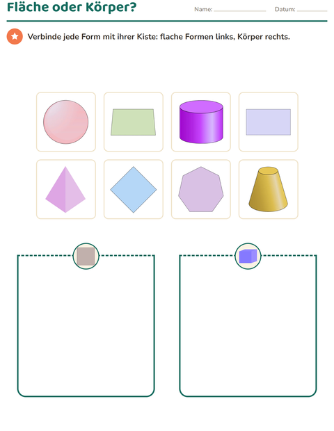 Vorschau: Geometrie-Arbeitsblatt für 2. Klasse
