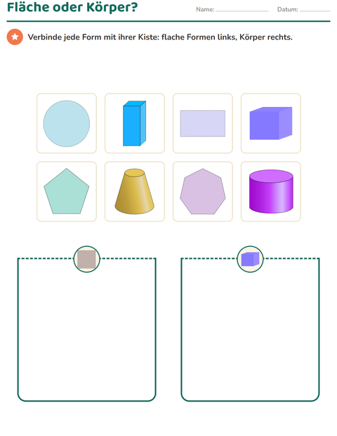 Vorschau: Geometrie-Arbeitsblatt für 2. Klasse
