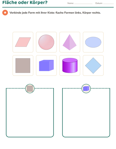 Vorschau: Geometrie-Arbeitsblatt für 2. Klasse