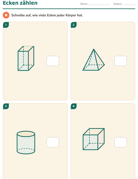 Vorschau: Geometrie-Arbeitsblatt für 2. Klasse
