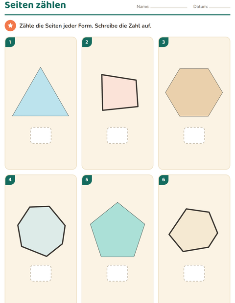 Vorschau: Geometrie-Arbeitsblatt für Kindergarten