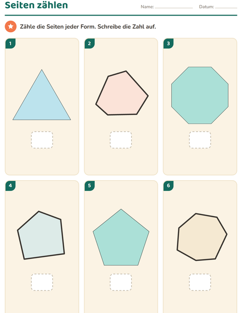 Vorschau: Geometrie-Arbeitsblatt für Kindergarten