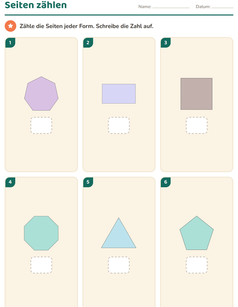 Vorschau: Geometrie-Arbeitsblatt für Kindergarten