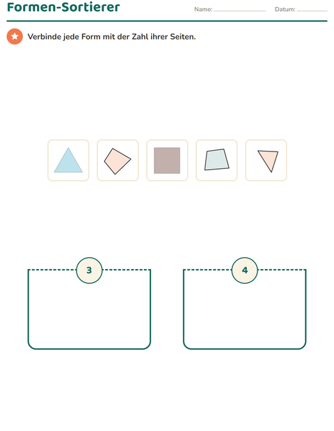 Vorschau: Geometrie-Arbeitsblatt für 2. Klasse