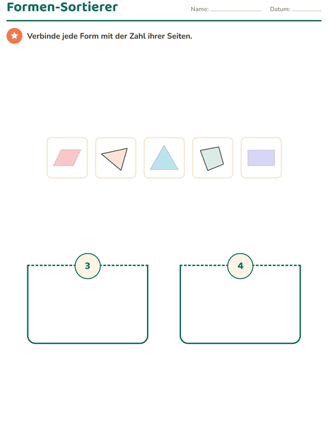 Vorschau: Geometrie-Arbeitsblatt für 2. Klasse