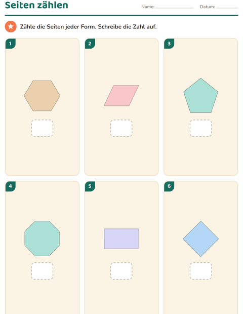 Vorschau: Geometrie-Arbeitsblatt für Kindergarten