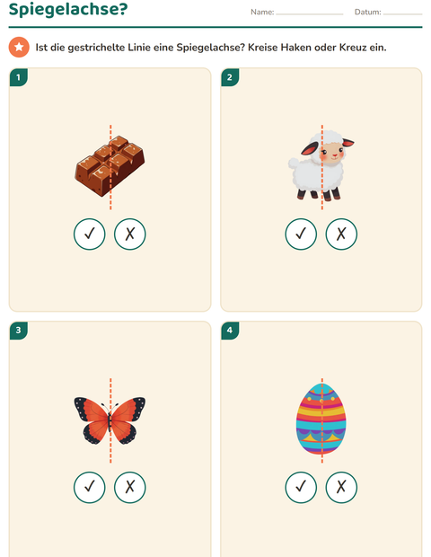Vorschau: Geometrie-Arbeitsblatt mit Ostern für 2. Klasse