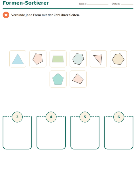 Vorschau: Geometrie-Arbeitsblatt für 2. Klasse