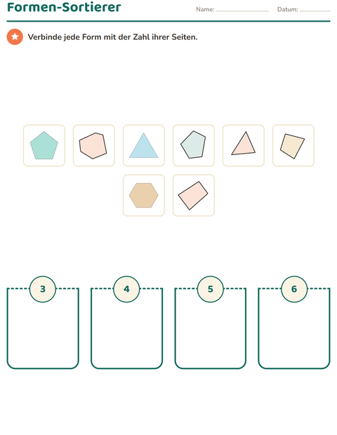 Vorschau: Geometrie-Arbeitsblatt für 2. Klasse