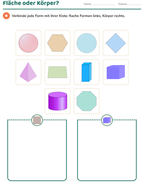 Vorschau: Geometrie-Arbeitsblatt für 2. Klasse