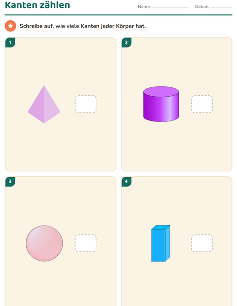 Vorschau: Geometrie-Arbeitsblatt für 2. Klasse