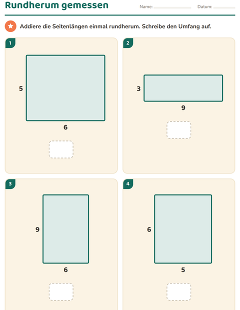 Vorschau: Geometrie-Arbeitsblatt für 3. Klasse