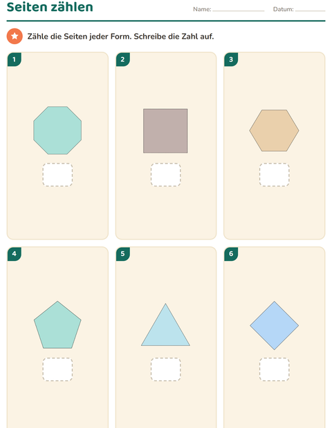 Vorschau: Geometrie-Arbeitsblatt für Kindergarten