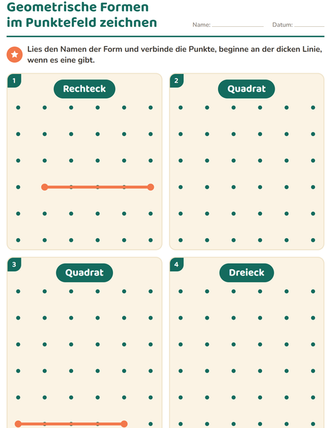 Vorschau: Geometrische Formen-Arbeitsblatt für Kindergarten