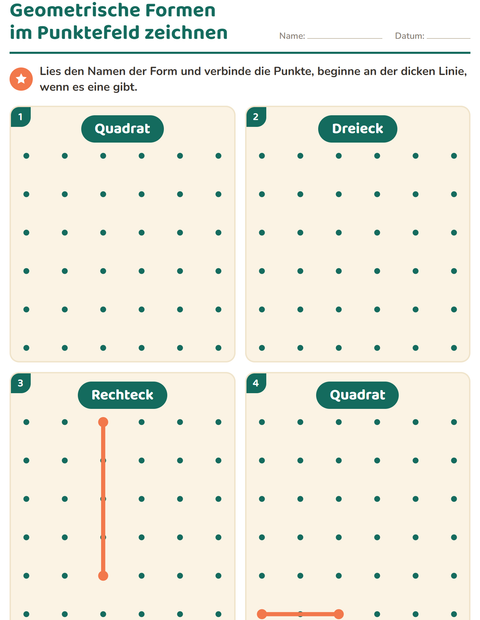 Vorschau: Geometrische Formen-Arbeitsblatt für Kindergarten