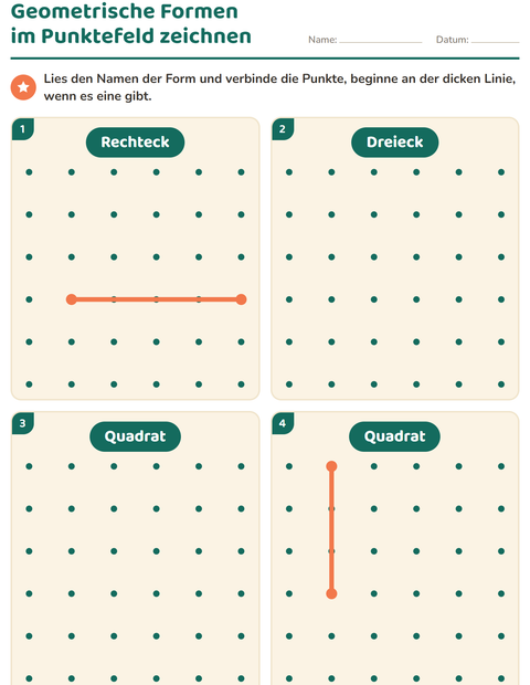 Vorschau: Geometrische Formen-Arbeitsblatt für Kindergarten