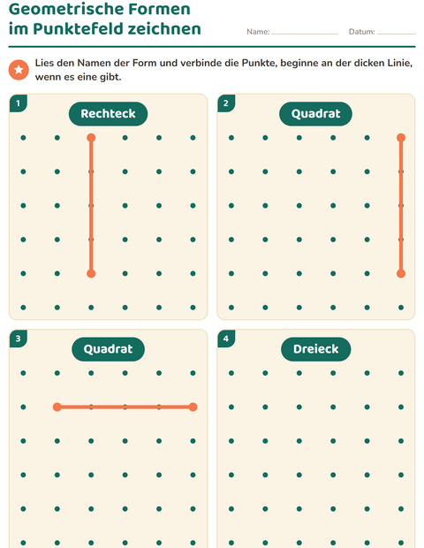 Vorschau: Geometrische Formen-Arbeitsblatt für Kindergarten
