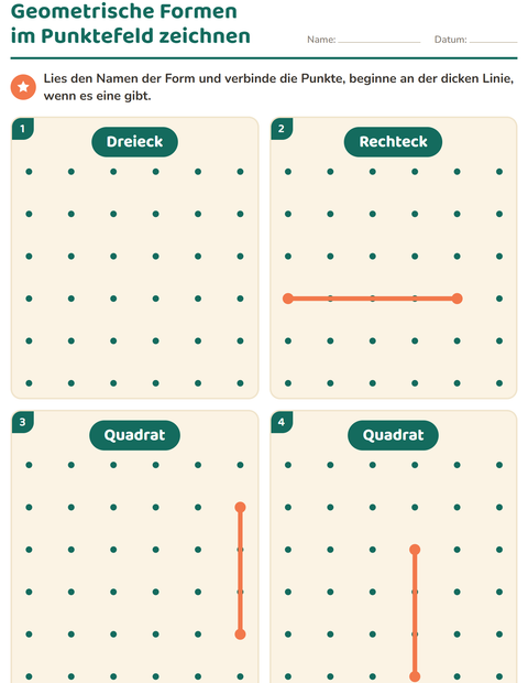Vorschau: Geometrische Formen-Arbeitsblatt für Kindergarten