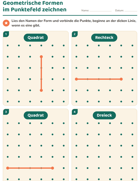 Vorschau: Geometrische Formen-Arbeitsblatt für Kindergarten