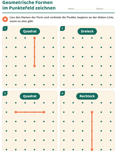 Vorschau: Geometrische Formen-Arbeitsblatt für Kindergarten
