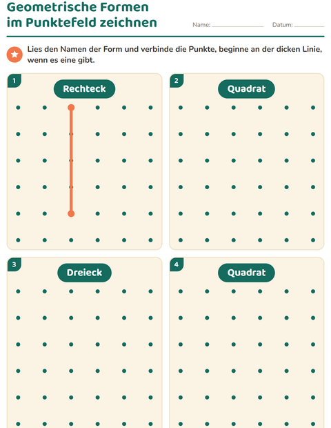 Vorschau: Geometrische Formen-Arbeitsblatt für Kindergarten